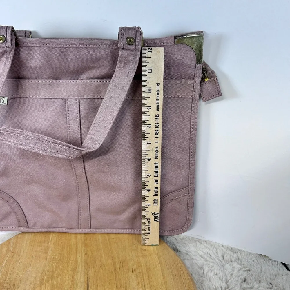 Super Spacers Tote Bag Mauve Purple Top Handle Gold Accents Travel‎ Purse